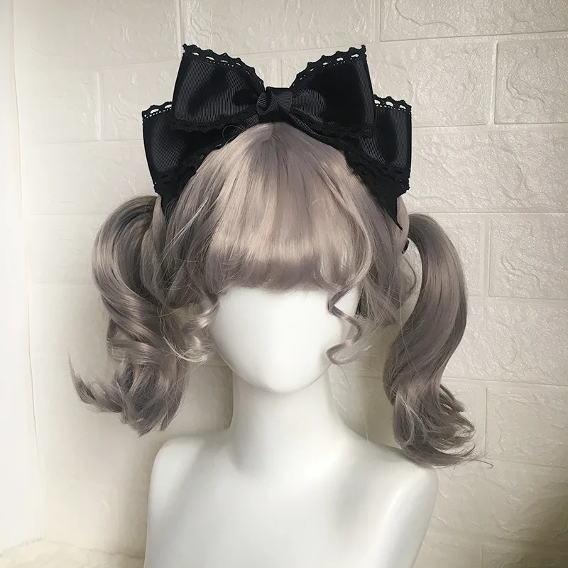 Women's Cute Hair Clips Blue Lolita Accessories Lolita Big Bow Headwear Black Hair Accessory Lolita Hair Clip Girls Cute Items