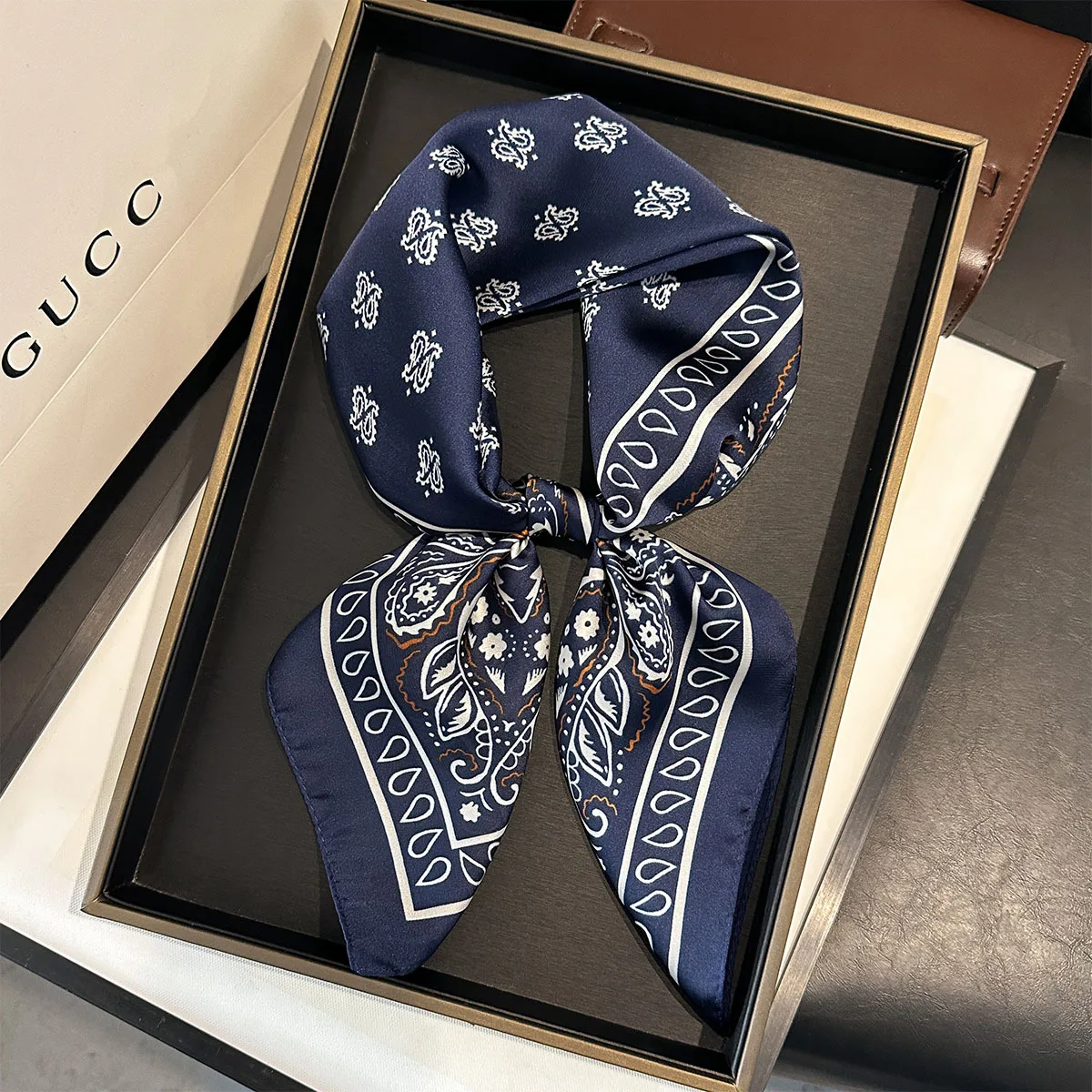 Women 70*70cm Square Silk Scarf/scarves Luxury Wrap 2025 Hair Tie Band Bag Warp Soft Neckerchief Hijab Headscarf Female Foulard
