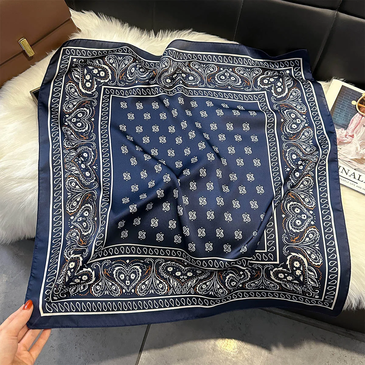 Women 70*70cm Square Silk Scarf/scarves Luxury Wrap 2025 Hair Tie Band Bag Warp Soft Neckerchief Hijab Headscarf Female Foulard