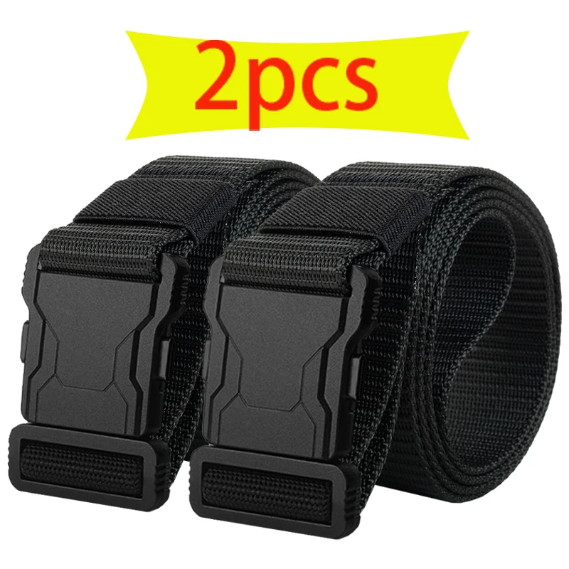 2-Pack Men's Belt for Outdoor Sports, Quick Release Symmetrical Buckle, Workwear Fashion Versatile Waist Belt