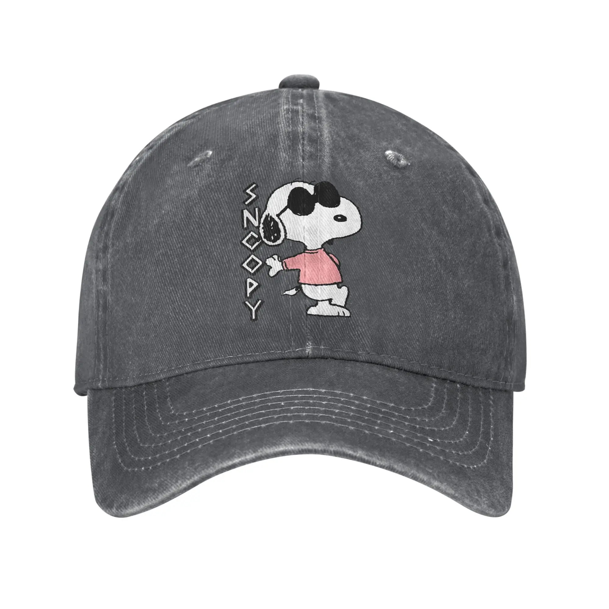 Snoopy Joe Cool Baseball Caps Vintage Distressed Denim Cartoon Headwear Unisex Style Outdoor Activities Adjustable Fit Caps Hat