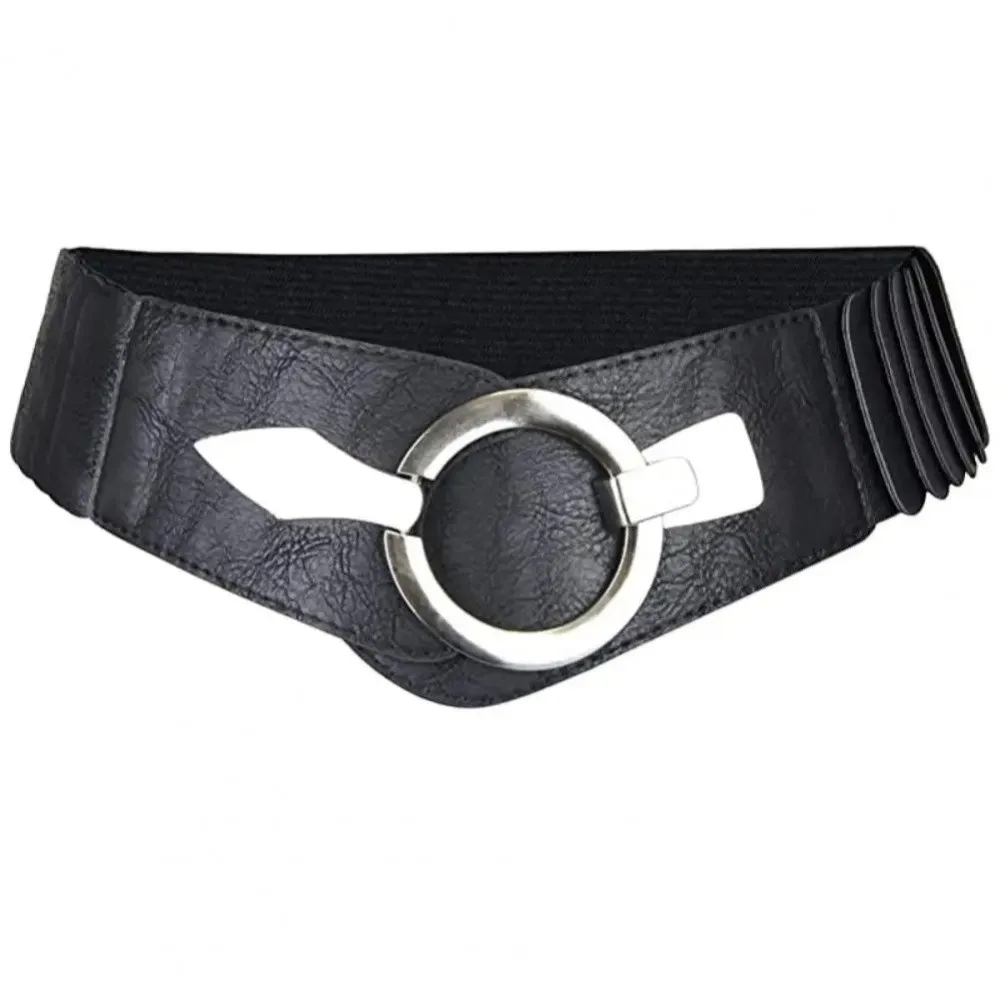 Fashion V-shaped Women Waist Belt Elastic Slimming Wide Belts PU Leather Versatile Waistband Dress Belt