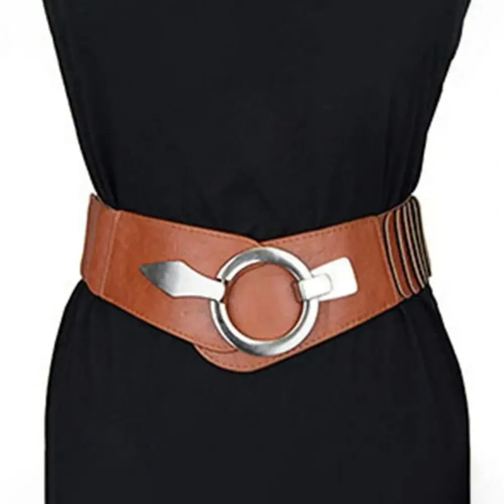 Fashion V-shaped Women Waist Belt Elastic Slimming Wide Belts PU Leather Versatile Waistband Dress Belt