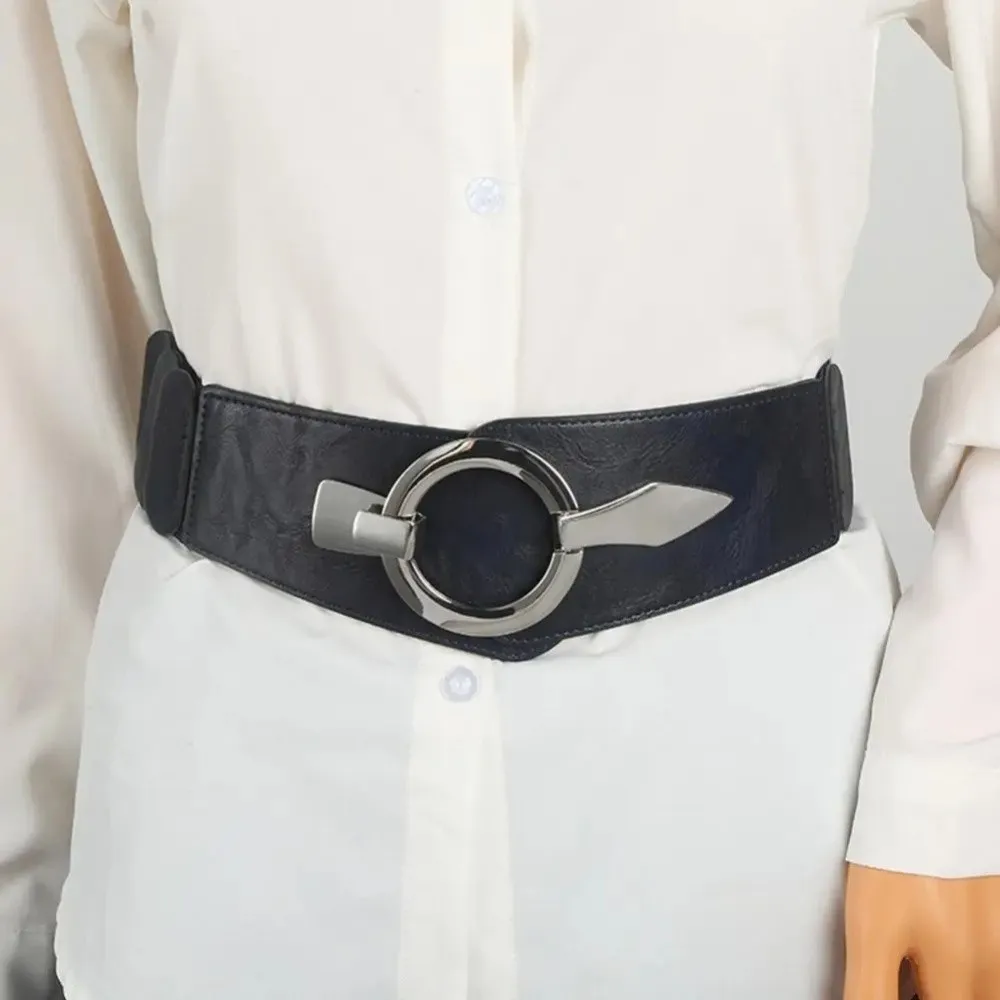 Fashion V-shaped Women Waist Belt Elastic Slimming Wide Belts PU Leather Versatile Waistband Dress Belt