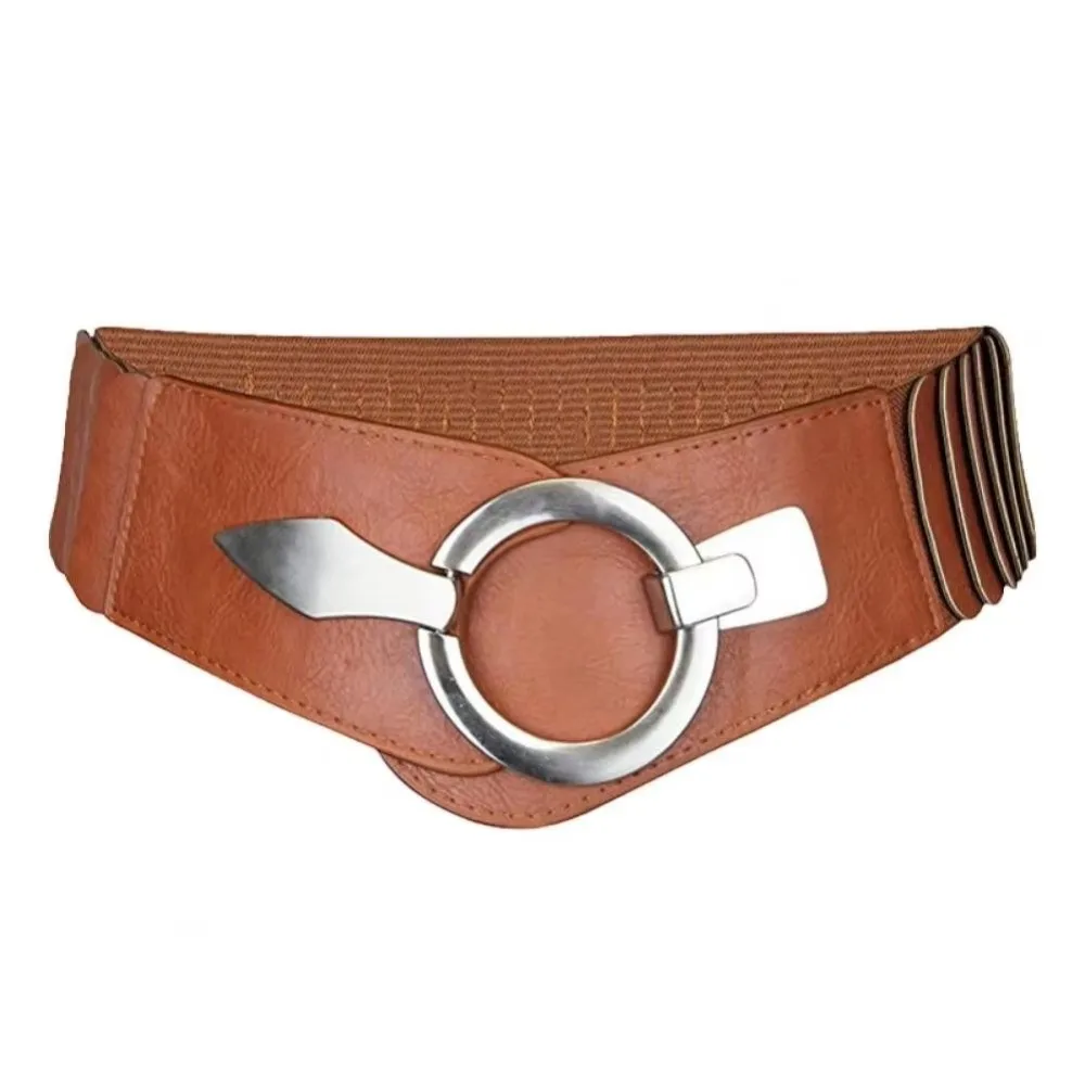 Fashion V-shaped Women Waist Belt Elastic Slimming Wide Belts PU Leather Versatile Waistband Dress Belt