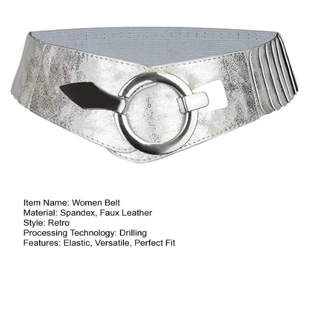 Fashion V-shaped Women Waist Belt Elastic Slimming Wide Belts PU Leather Versatile Waistband Dress Belt