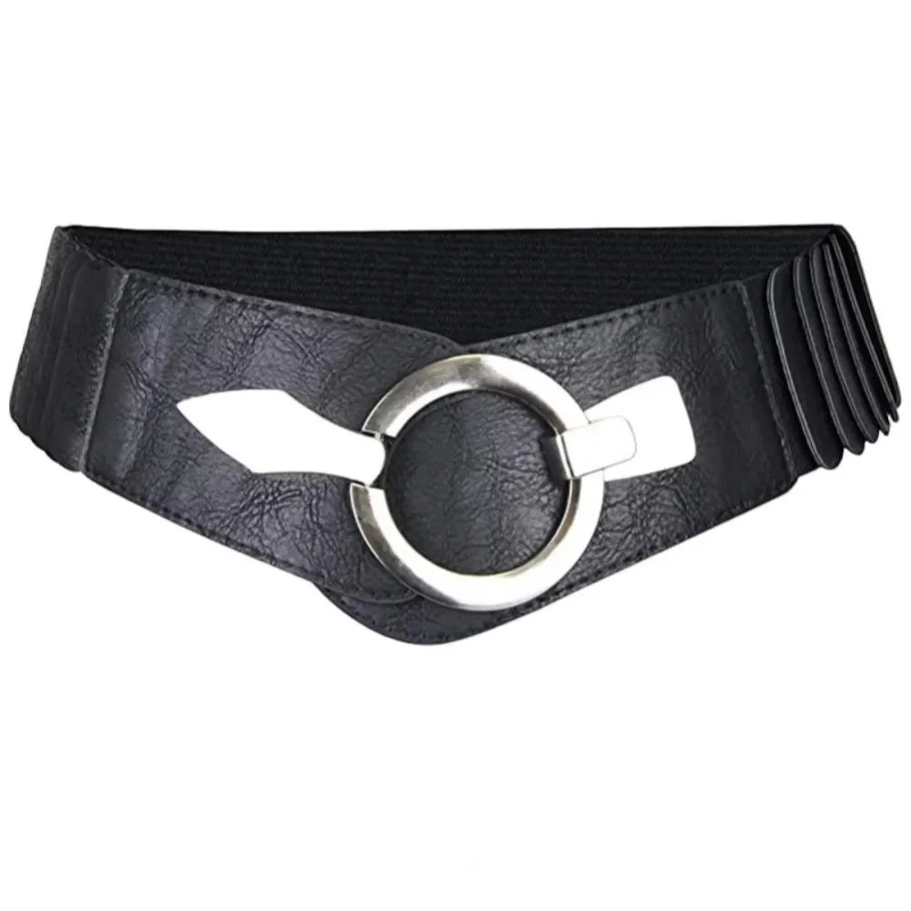 Fashion V-shaped Women Waist Belt Elastic Slimming Wide Belts PU Leather Versatile Waistband Dress Belt