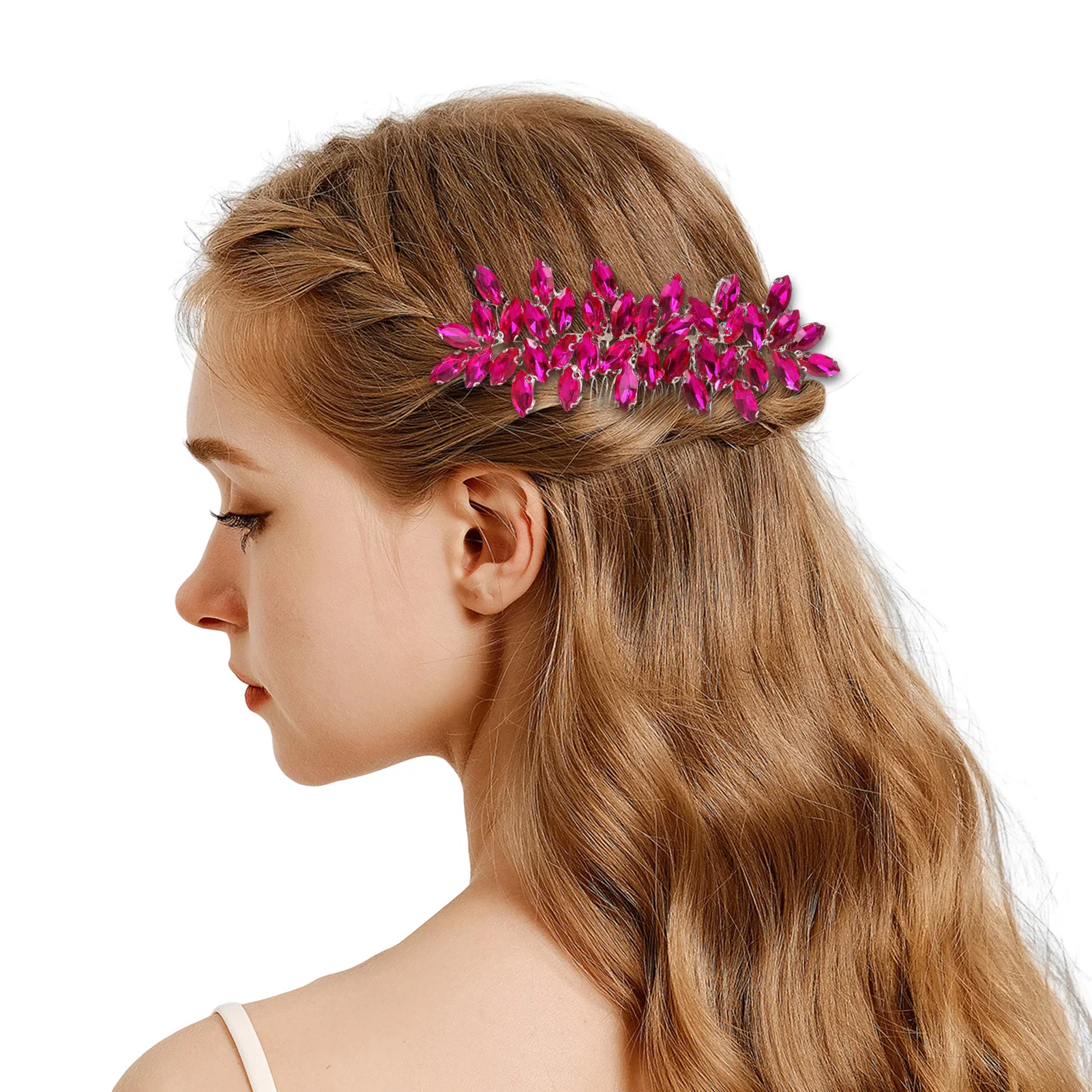 Sparkling Rhinestone Hair Comb Bridal Hairpin Wedding Hair Accessories for Women Bridesmaids Gift Silver Floral Headpiece