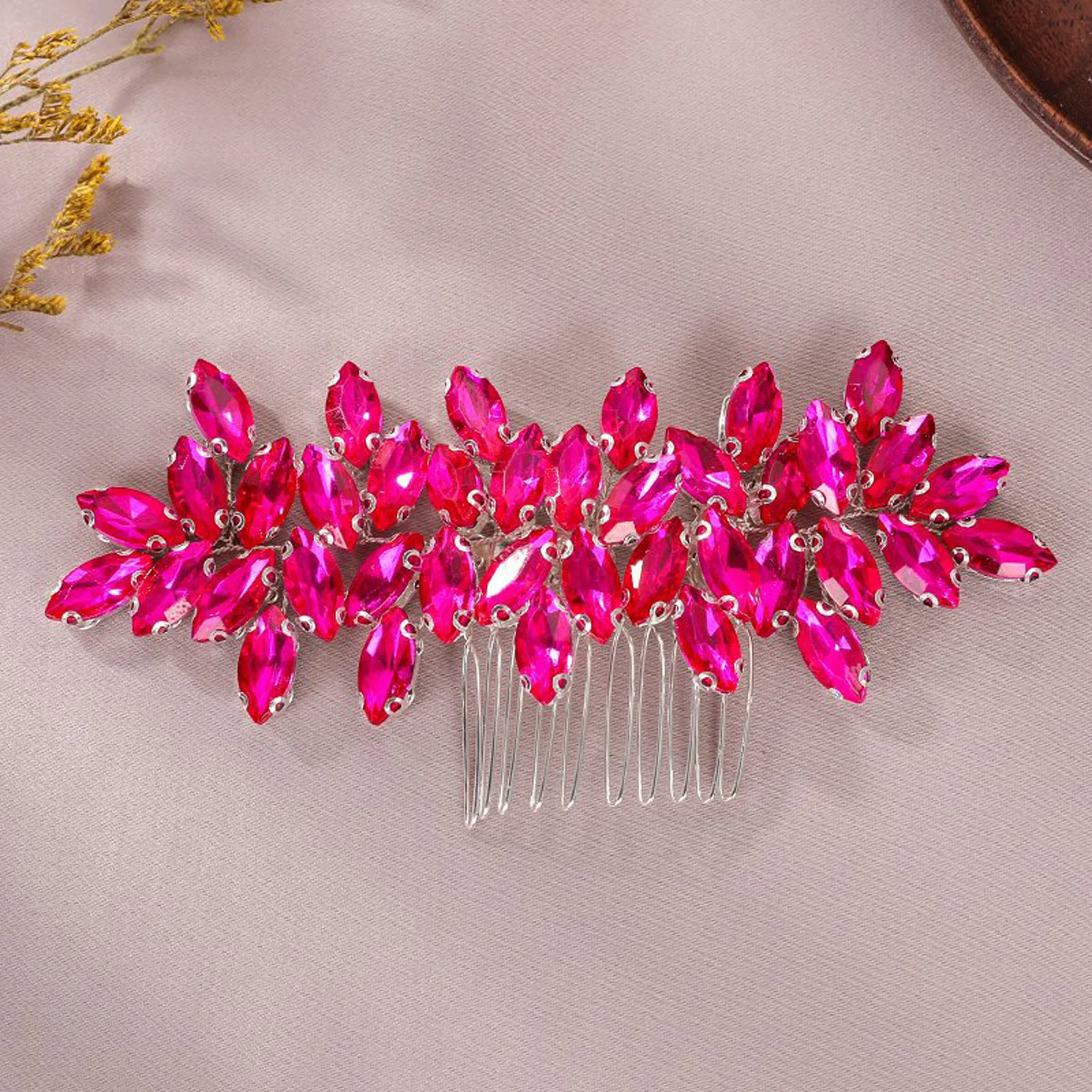 Sparkling Rhinestone Hair Comb Bridal Hairpin Wedding Hair Accessories for Women Bridesmaids Gift Silver Floral Headpiece