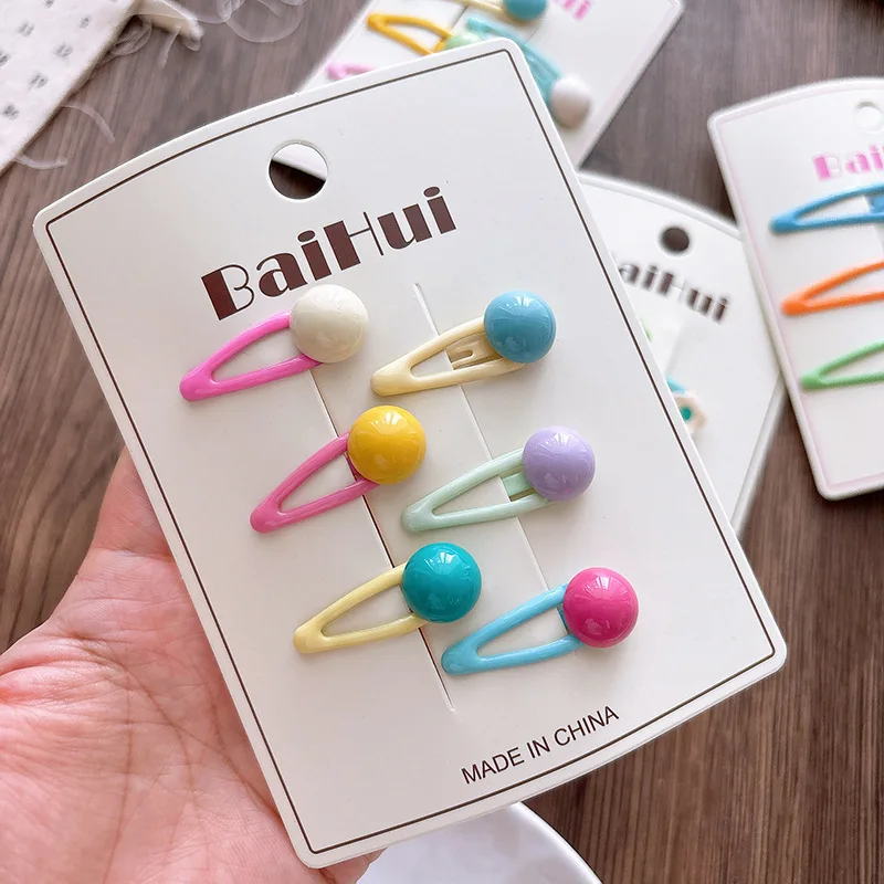 6Pcs Korean Children's Side Bb Clip Bangs Hairpin Sweet Girl Flower Hairpin New Cute Drip Candy Color
