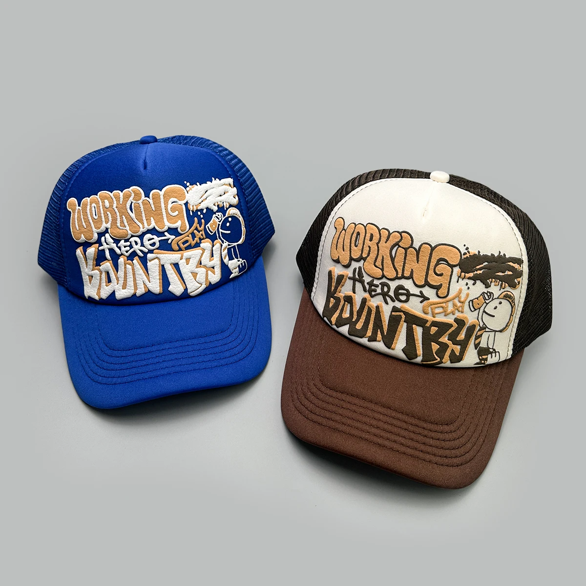 Cartoon Character Graffiti Printed Letter Baseball Hats New Unisex Sunshade Color Block Breathable Versatile Mesh Trucker Caps