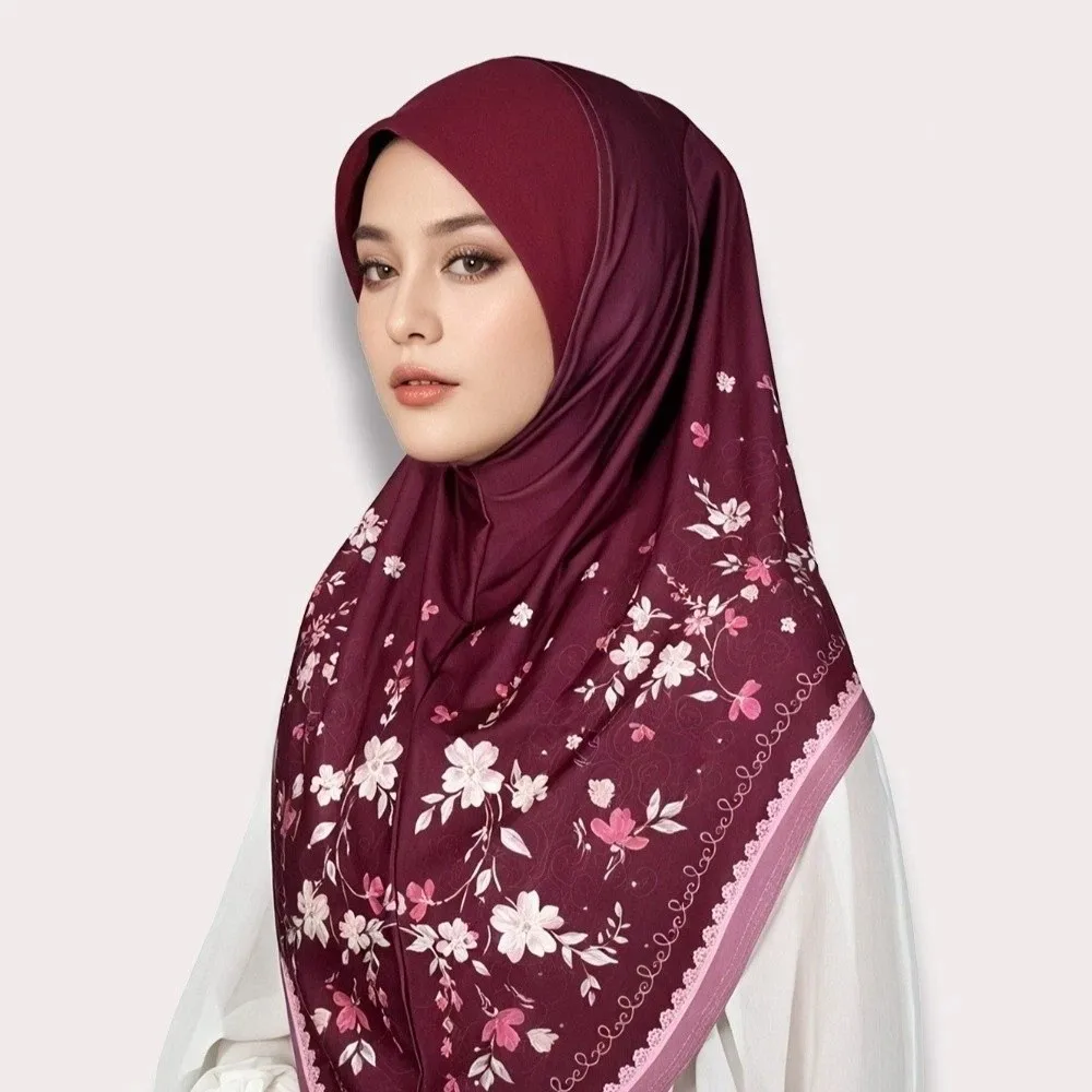 Breathable Eid Al-Fitr Long Floral Turban Cotton Adjustable Printed Arab Lady Headscarf Versatile Elastic Hijab Head Wrap Women