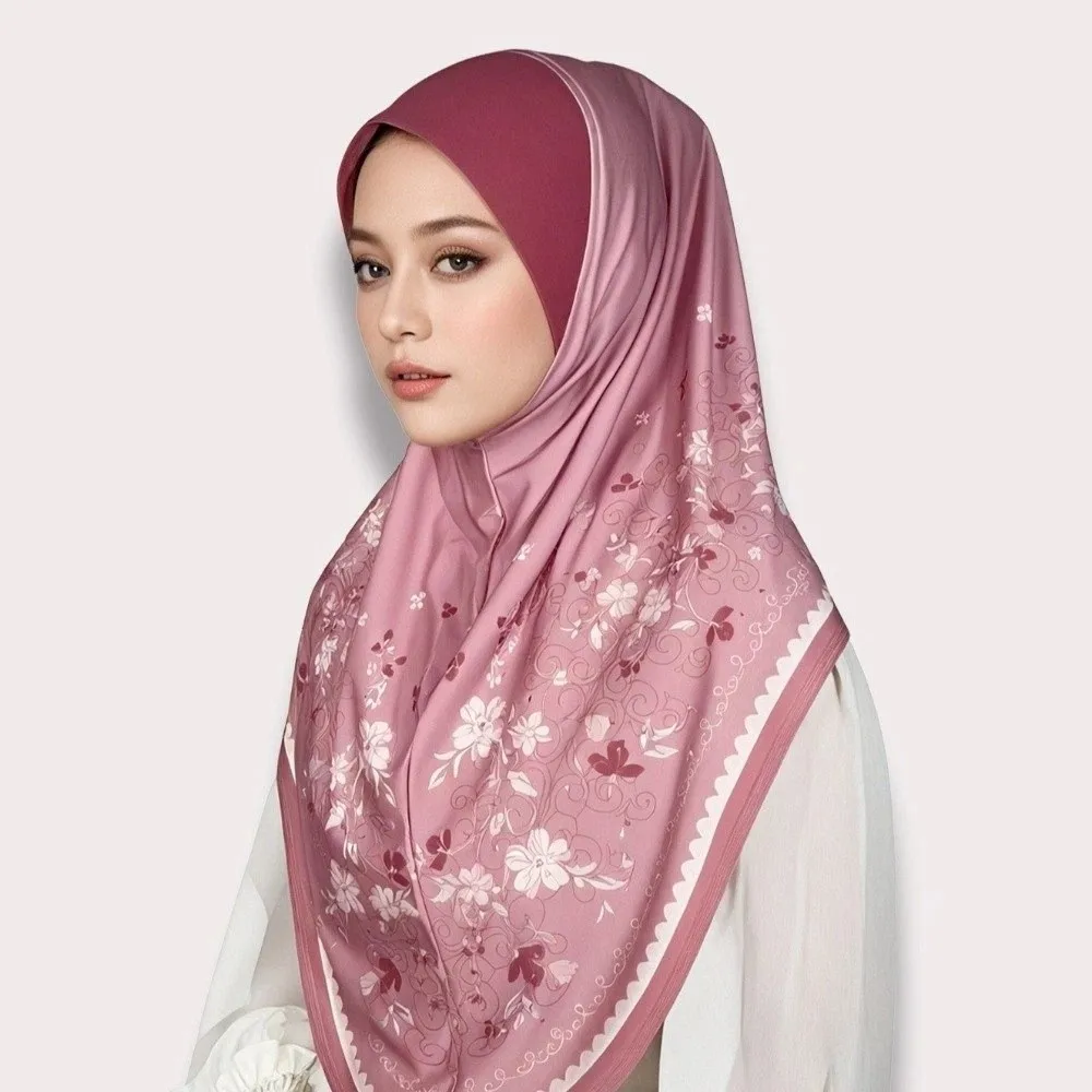 Breathable Eid Al-Fitr Long Floral Turban Cotton Adjustable Printed Arab Lady Headscarf Versatile Elastic Hijab Head Wrap Women