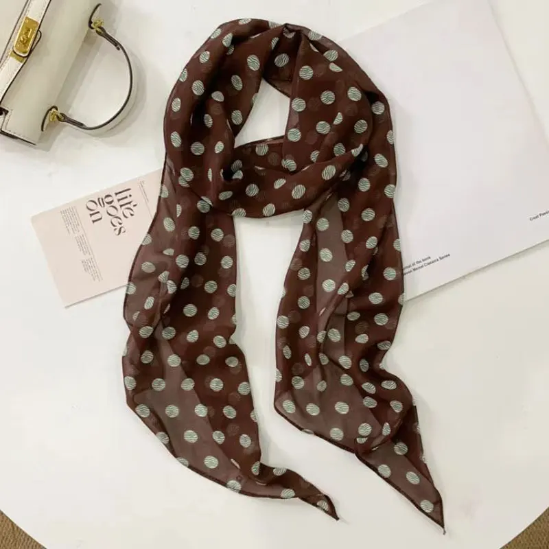 Women's Fashion Polka Dot Skinny Scarf, Elegant Long Neck Scarf, Versatile Korean Style All-match Accessory