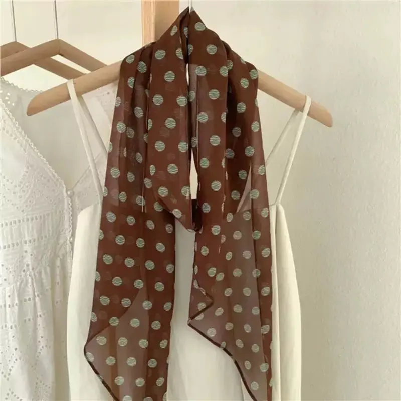 Women's Fashion Polka Dot Skinny Scarf, Elegant Long Neck Scarf, Versatile Korean Style All-match Accessory