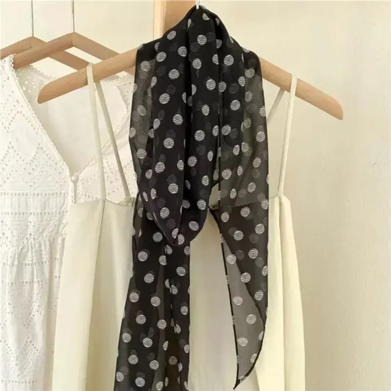 Women's Fashion Polka Dot Skinny Scarf, Elegant Long Neck Scarf, Versatile Korean Style All-match Accessory