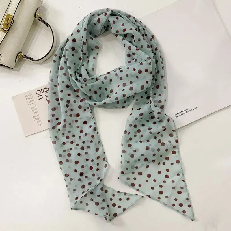 Women's Fashion Polka Dot Skinny Scarf, Elegant Long Neck Scarf, Versatile Korean Style All-match Accessory
