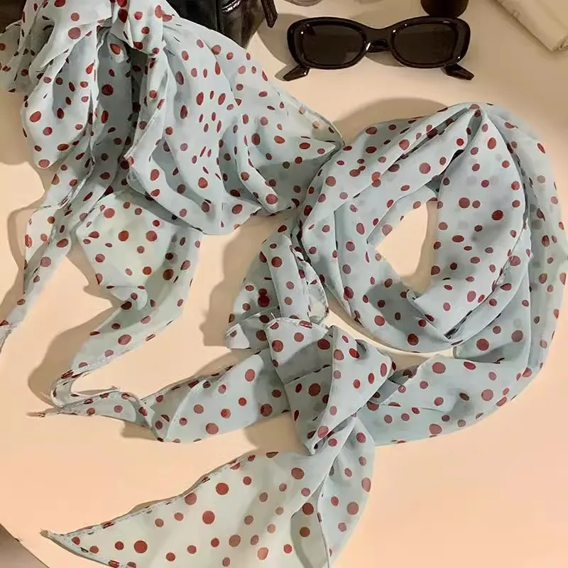 Women's Fashion Polka Dot Skinny Scarf, Elegant Long Neck Scarf, Versatile Korean Style All-match Accessory