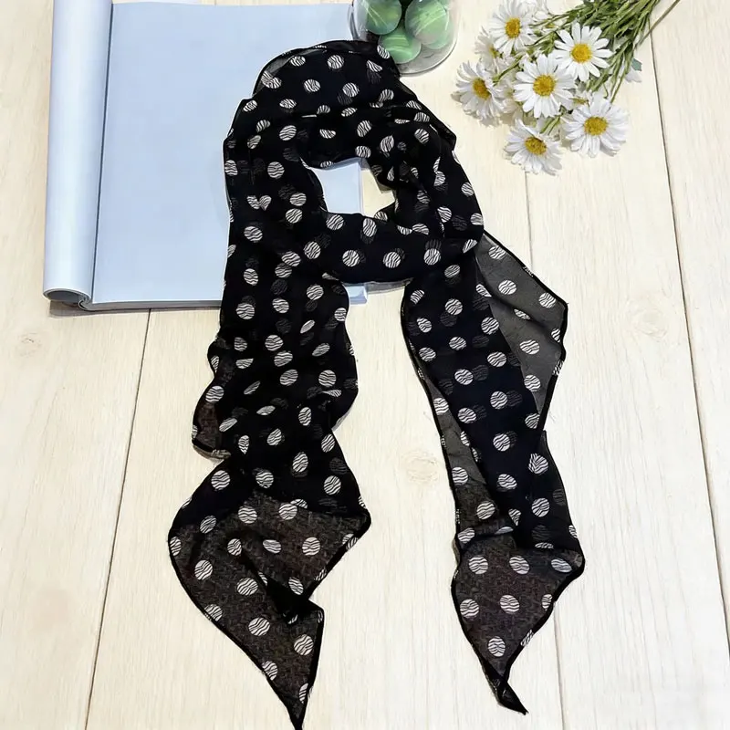 Women's Fashion Polka Dot Skinny Scarf, Elegant Long Neck Scarf, Versatile Korean Style All-match Accessory