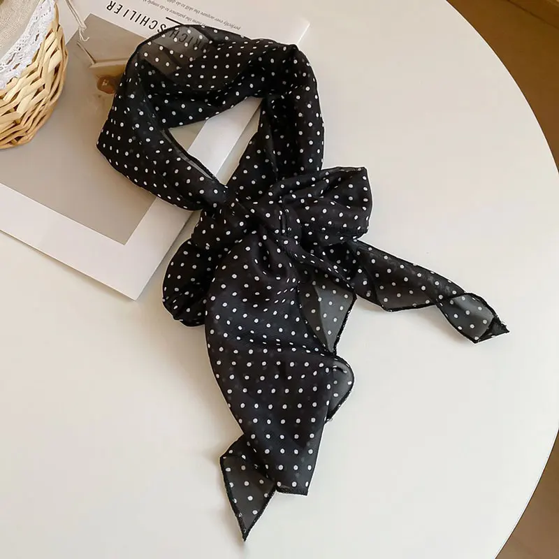 Women's Fashion Polka Dot Skinny Scarf, Elegant Long Neck Scarf, Versatile Korean Style All-match Accessory