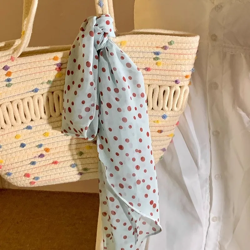 Women's Fashion Polka Dot Skinny Scarf, Elegant Long Neck Scarf, Versatile Korean Style All-match Accessory