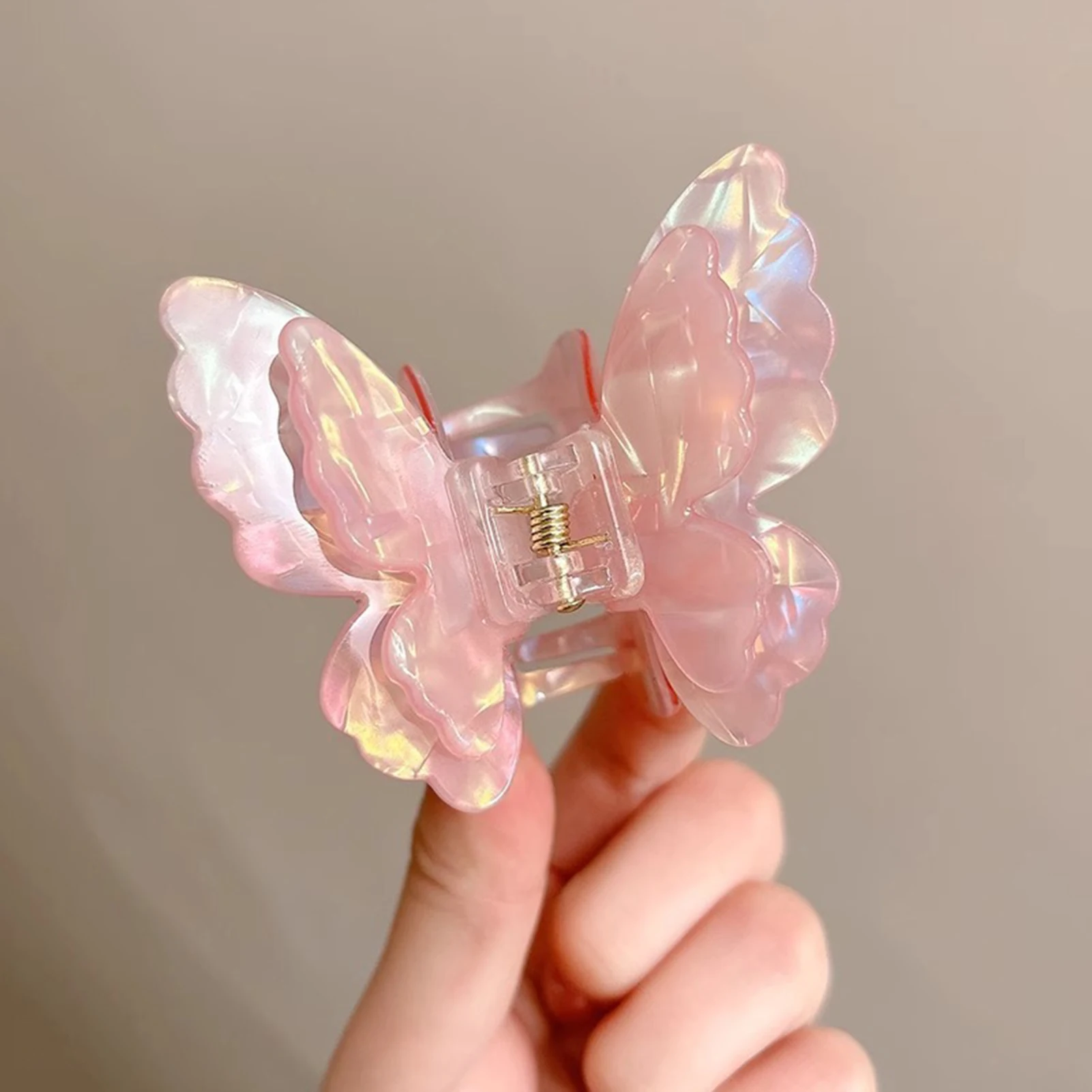 Fairy Butterfly Hair Claw For Women Korean Style Acetic Acid Shark Gripper Exquisite Pearlescent Color Hair Clip Hair Accessory
