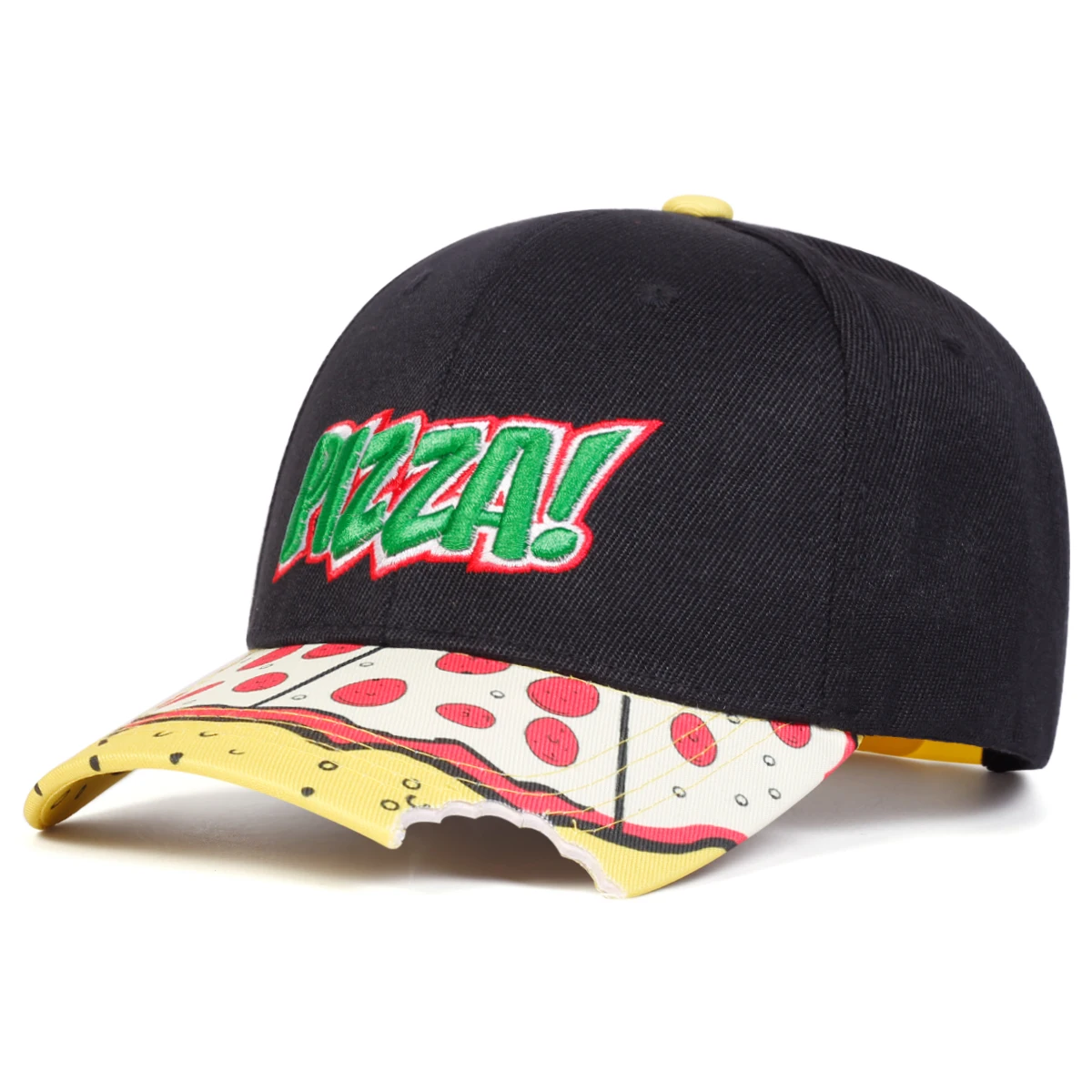 Unisex PIZZA Letter Embroidery Baseball Caps Outdoor Adjustable Spring and Autumn Casual Sunscreen Hat