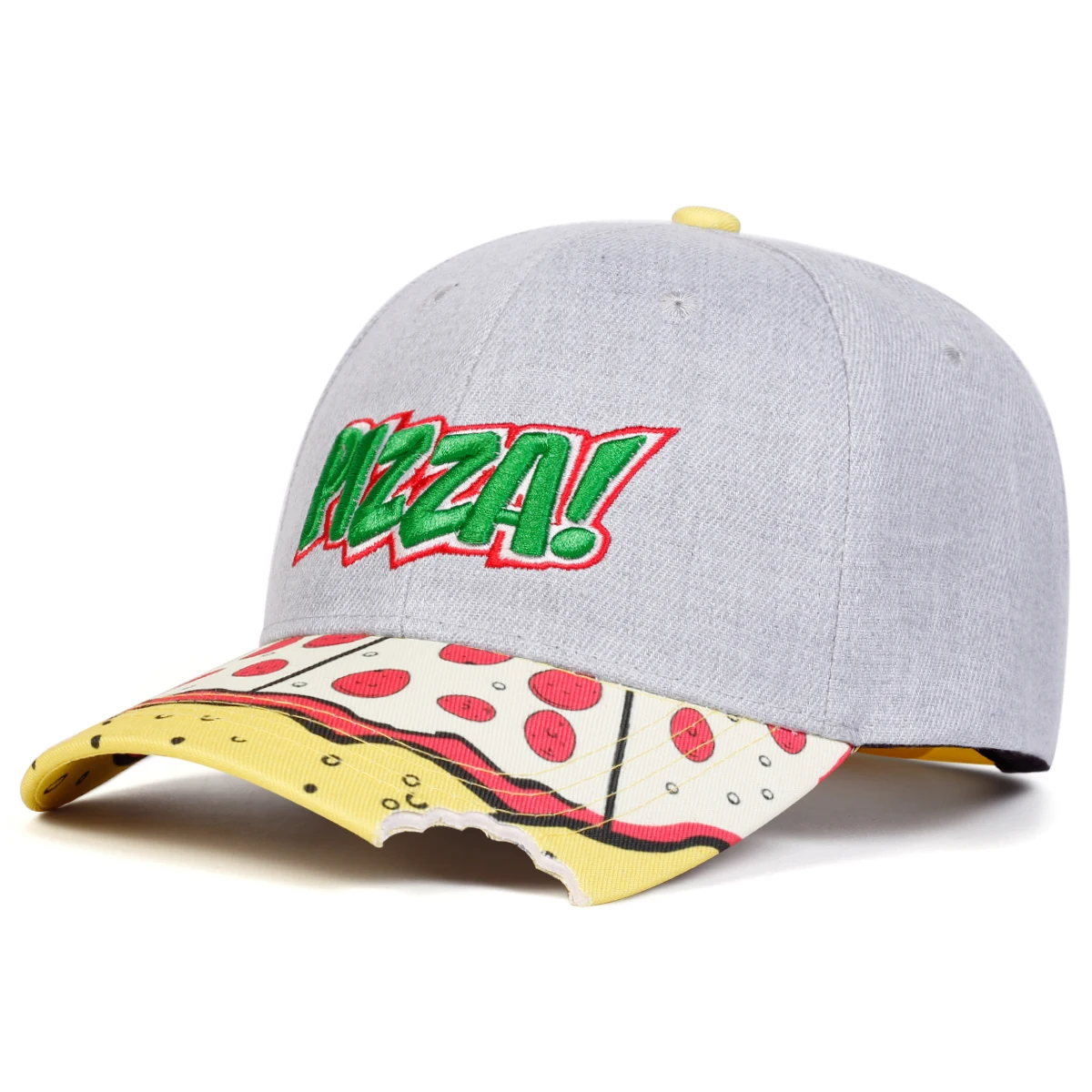 Unisex PIZZA Letter Embroidery Baseball Caps Outdoor Adjustable Spring and Autumn Casual Sunscreen Hat