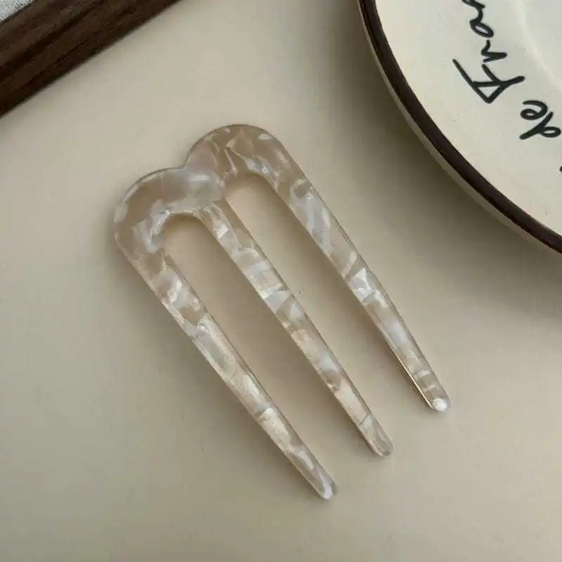 8CM French Hair Pins for Women U Shaped Hair Forks Vintage Hairstyle Accessories Fashion 3 Prong Bun Hair Sticks
