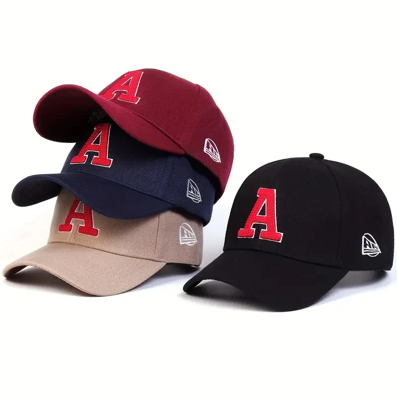 Unisex A Letter Embroidery Baseball Caps Adjustable Casual Hats Spring and Autumn Outdoor Sunscreen Hat