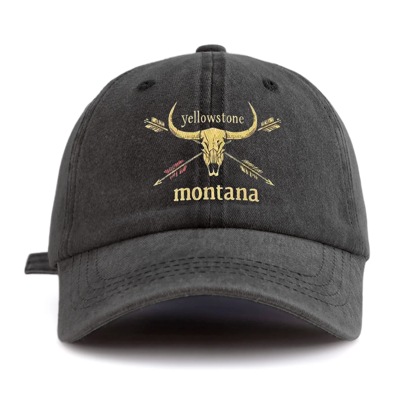 1pc MONTANA Print Washed Baseball Cap for Adults, Minimalist Retro Style Casual Soft Adjustable Dad Hat, Perfect As Gift