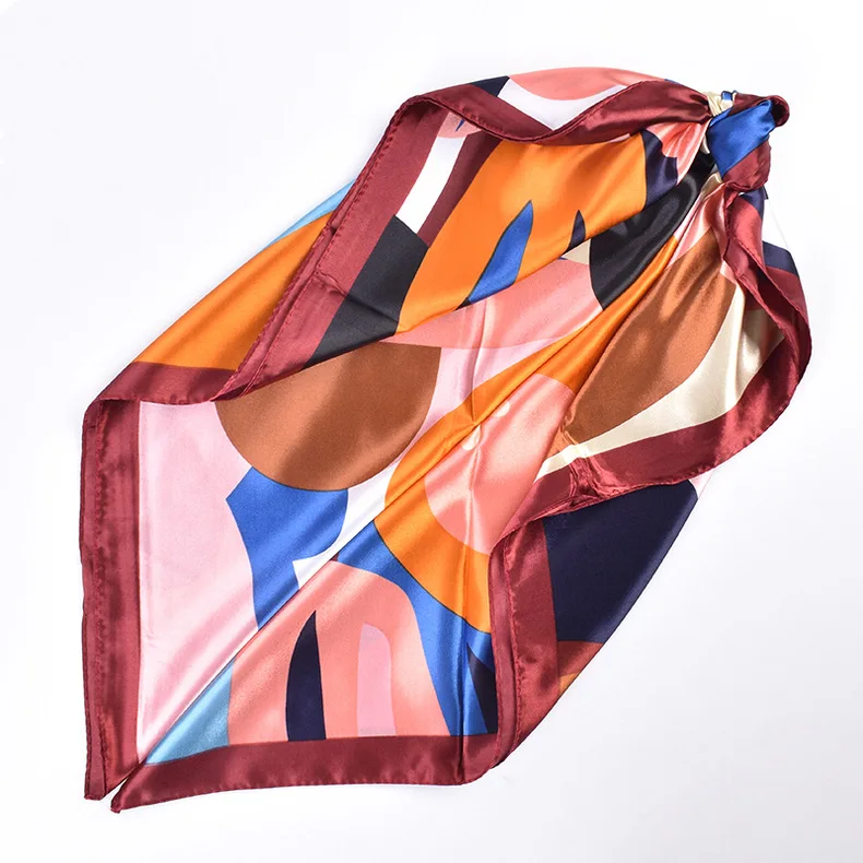 90*90cm Luxury Brand Square Silk Scarf Women Print Scarves Satin Shawl Wrap Hijab Female Headband Bandana Foulard Neckerchief
