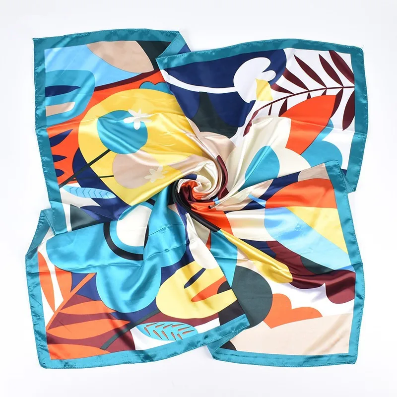 90*90cm Luxury Brand Square Silk Scarf Women Print Scarves Satin Shawl Wrap Hijab Female Headband Bandana Foulard Neckerchief
