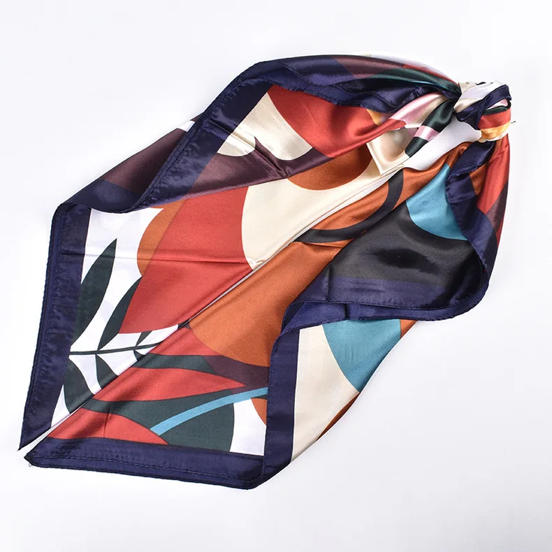 90*90cm Luxury Brand Square Silk Scarf Women Print Scarves Satin Shawl Wrap Hijab Female Headband Bandana Foulard Neckerchief