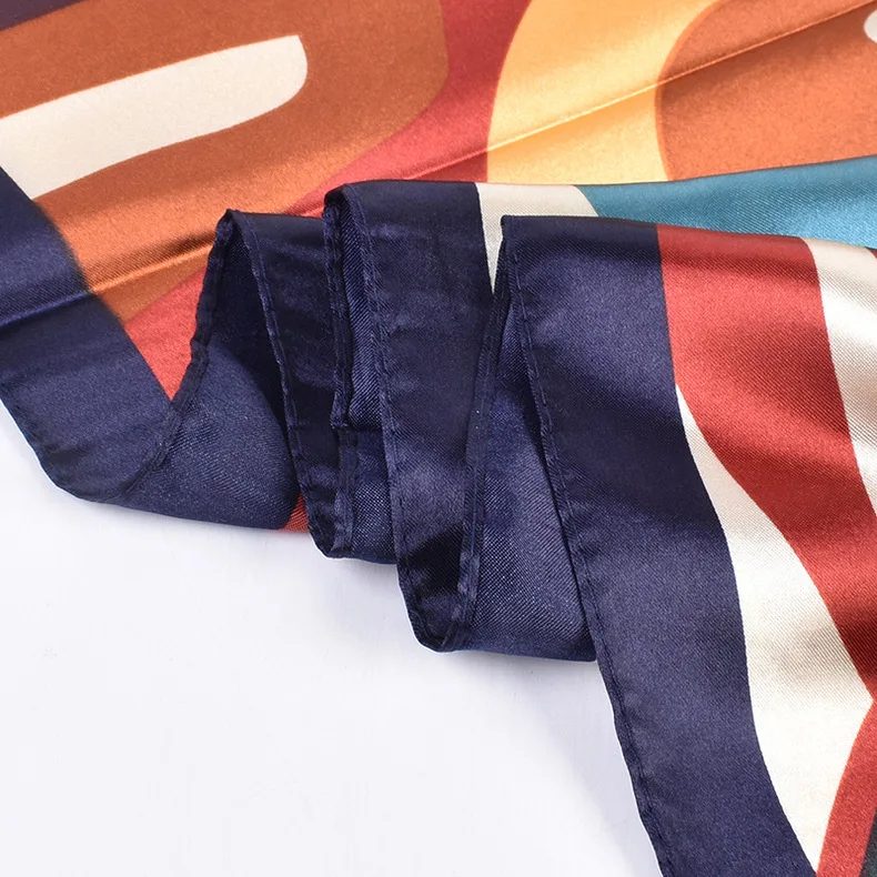 90*90cm Luxury Brand Square Silk Scarf Women Print Scarves Satin Shawl Wrap Hijab Female Headband Bandana Foulard Neckerchief