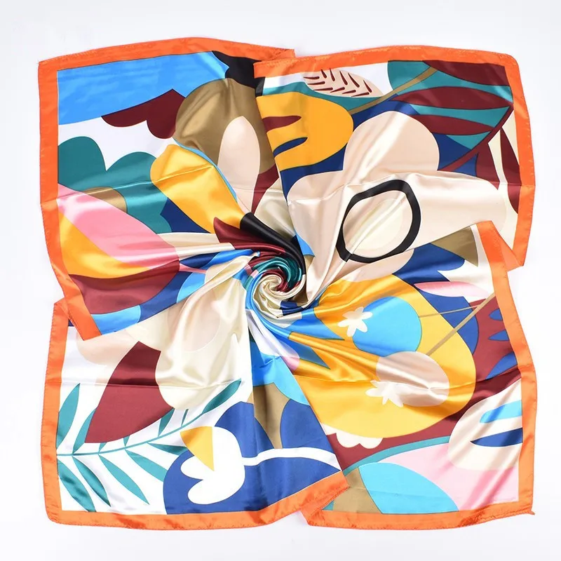 90*90cm Luxury Brand Square Silk Scarf Women Print Scarves Satin Shawl Wrap Hijab Female Headband Bandana Foulard Neckerchief