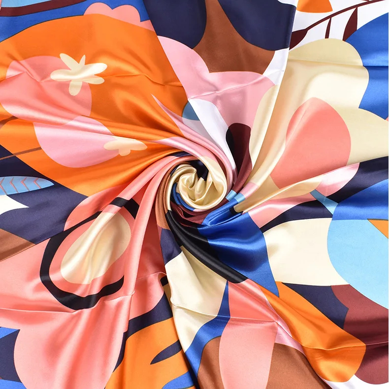 90*90cm Luxury Brand Square Silk Scarf Women Print Scarves Satin Shawl Wrap Hijab Female Headband Bandana Foulard Neckerchief
