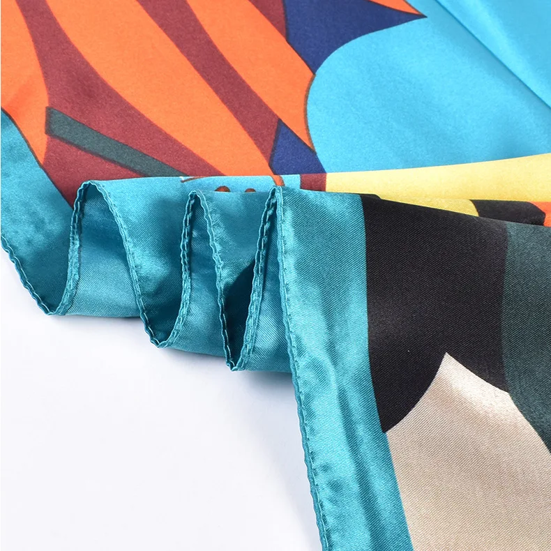 90*90cm Luxury Brand Square Silk Scarf Women Print Scarves Satin Shawl Wrap Hijab Female Headband Bandana Foulard Neckerchief