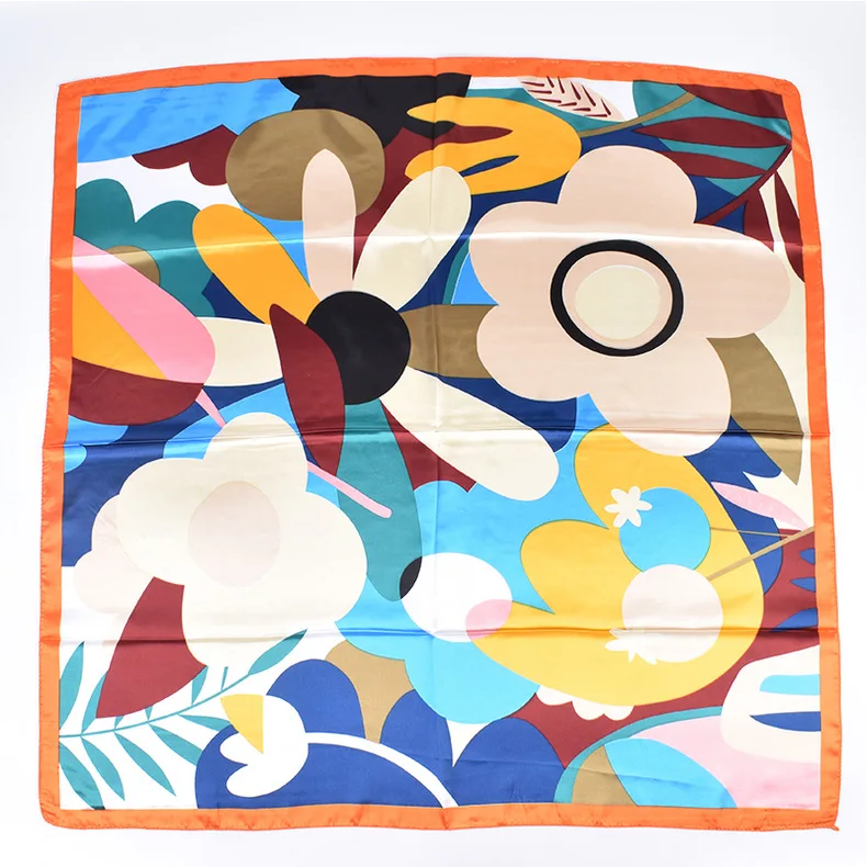 90*90cm Luxury Brand Square Silk Scarf Women Print Scarves Satin Shawl Wrap Hijab Female Headband Bandana Foulard Neckerchief
