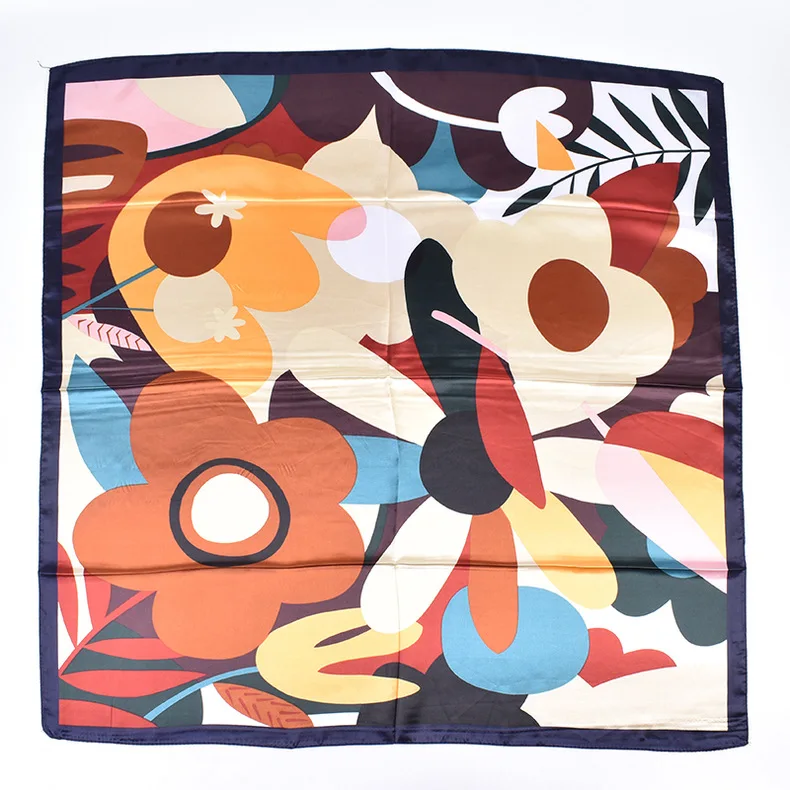 90*90cm Luxury Brand Square Silk Scarf Women Print Scarves Satin Shawl Wrap Hijab Female Headband Bandana Foulard Neckerchief