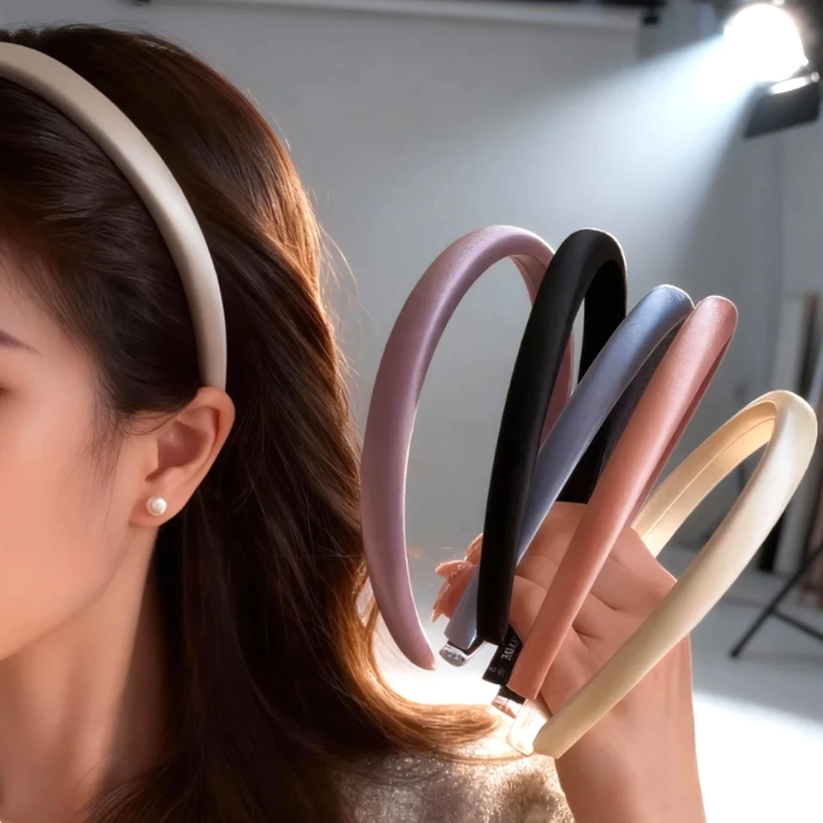 Fashion Satin Velvet Women's Sponge Headband, High-Quality Hair Accessory, Solid Color Thin Hairband, Simple Plain Band for Daily Wear, Women's Hair Accessory