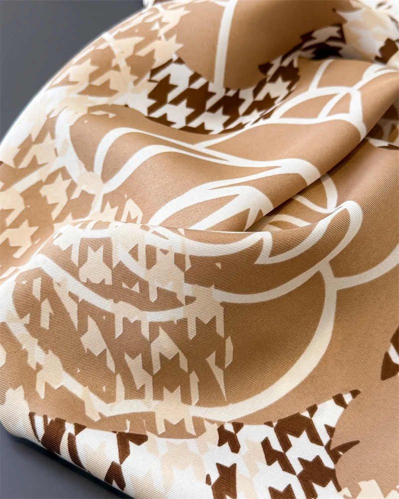 90*90cm Houndstooth Floral Cotton Square Scarf Women Silk Scarves Bandanas Luxury Beach Shawl Wraps Elegant Hijab Neckerchief