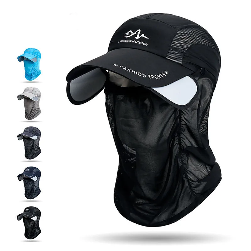 Summer Retractable Eaves Detachable Neck Protection Veil Baseball Cap for Men and Women Outdoor Sun Protection Quick Drying Hat
