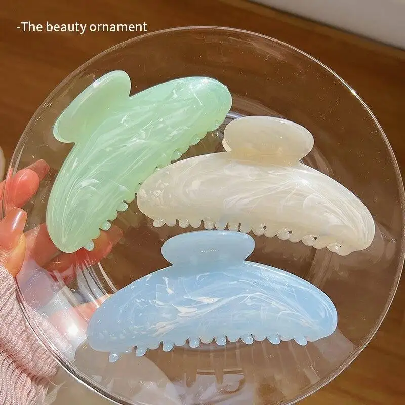 Simple Jelly Color Shark Hair Claw Korean No Slip Large Square Cross Shaped Jaw Clip For Women Girls Thin Thick Hair Accessories
