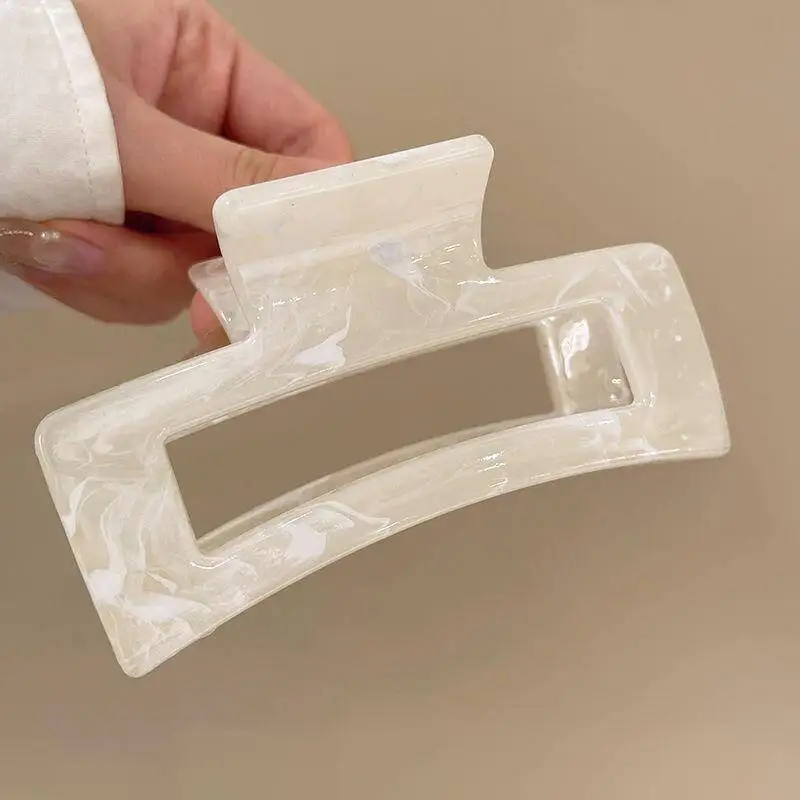 Simple Jelly Color Shark Hair Claw Korean No Slip Large Square Cross Shaped Jaw Clip For Women Girls Thin Thick Hair Accessories