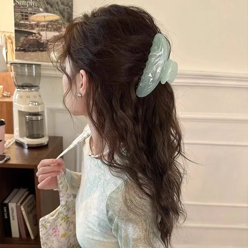 Simple Jelly Color Shark Hair Claw Korean No Slip Large Square Cross Shaped Jaw Clip For Women Girls Thin Thick Hair Accessories