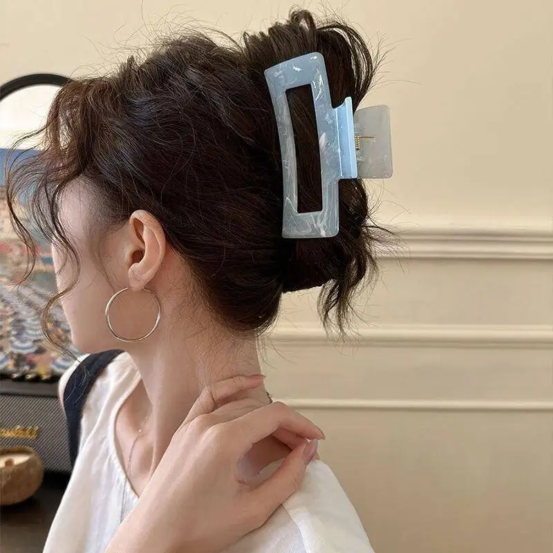 Simple Jelly Color Shark Hair Claw Korean No Slip Large Square Cross Shaped Jaw Clip For Women Girls Thin Thick Hair Accessories