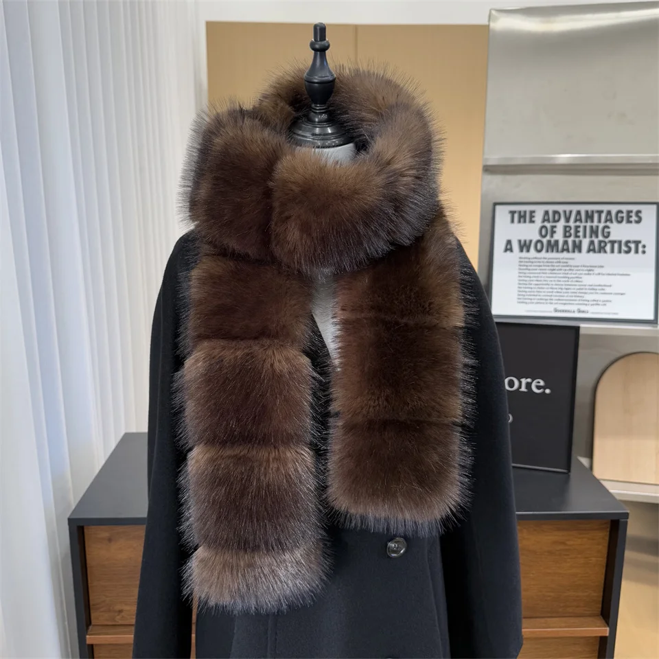 New Winter Imitation Mink Fur Scarfs Women Warm Fluffy Faux Fur Scart Women Luxury Wrap Korea Fashion Versatile Long Scarves