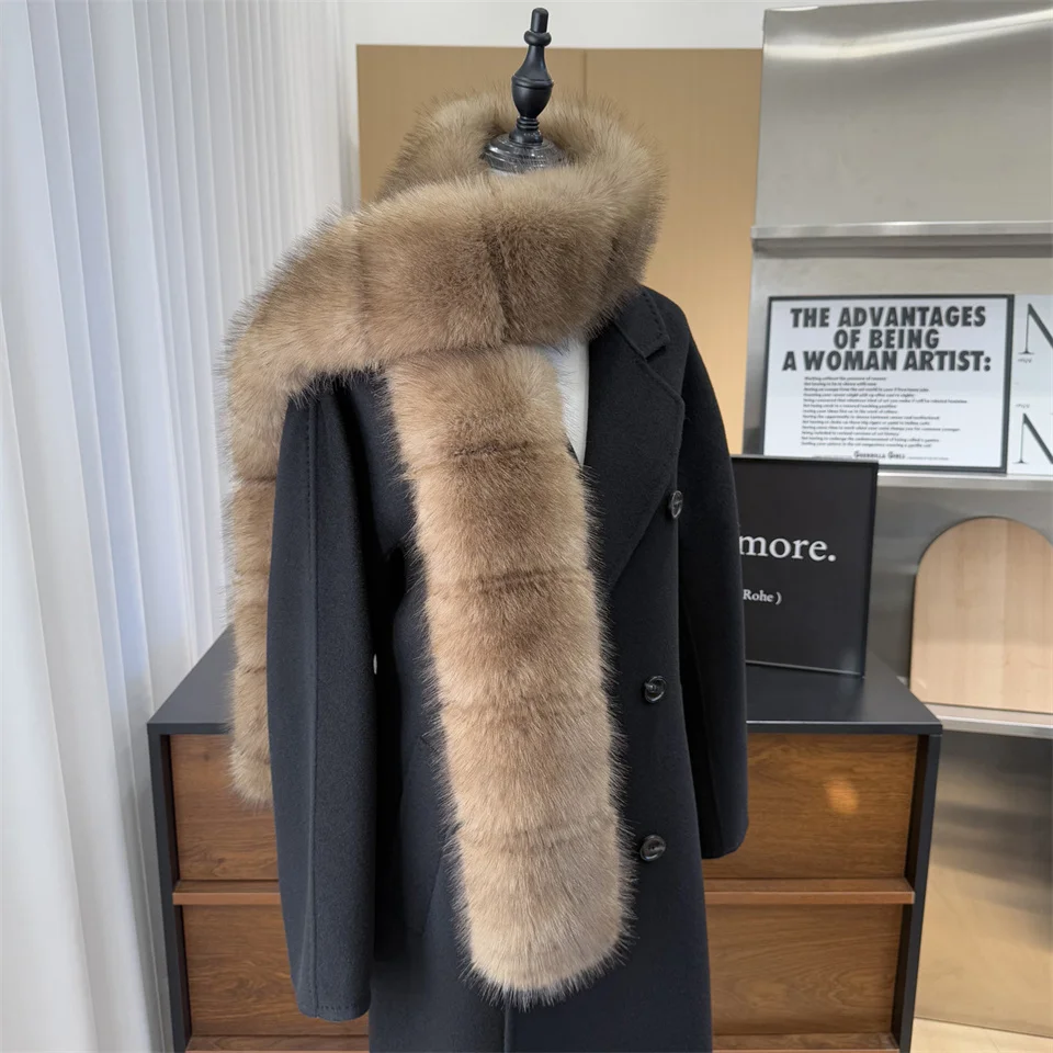 New Winter Imitation Mink Fur Scarfs Women Warm Fluffy Faux Fur Scart Women Luxury Wrap Korea Fashion Versatile Long Scarves