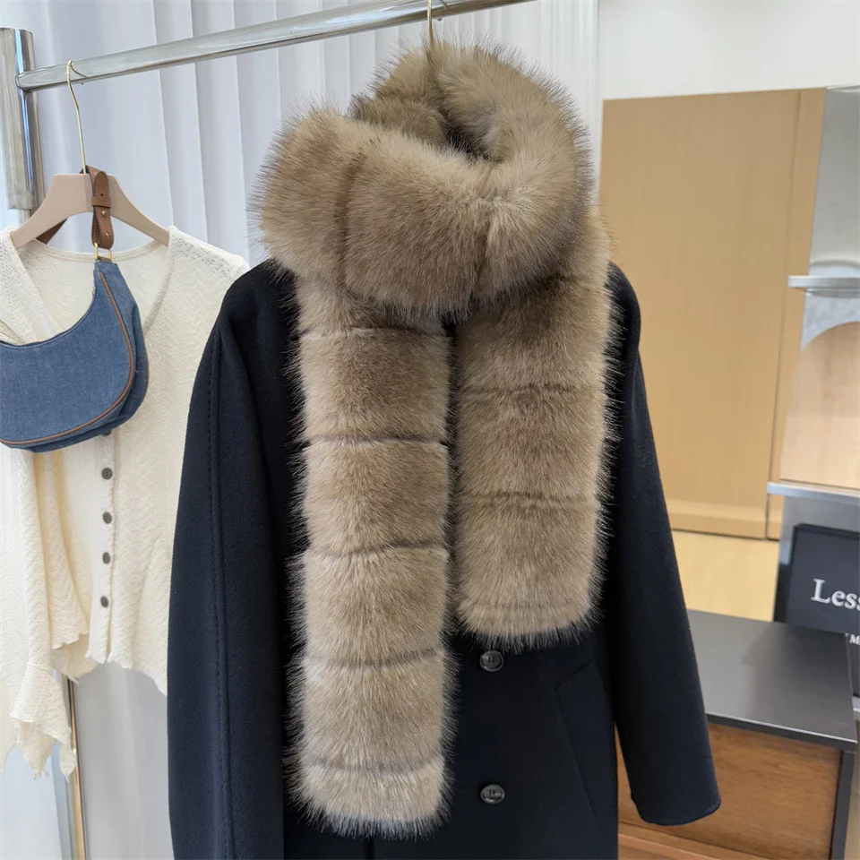 New Winter Imitation Mink Fur Scarfs Women Warm Fluffy Faux Fur Scart Women Luxury Wrap Korea Fashion Versatile Long Scarves